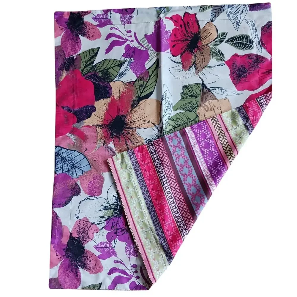 2 Bed Pillow Cases Vintage Art‎ Deco Floral Tropical 20 x26 Colorful REVERSIBLE